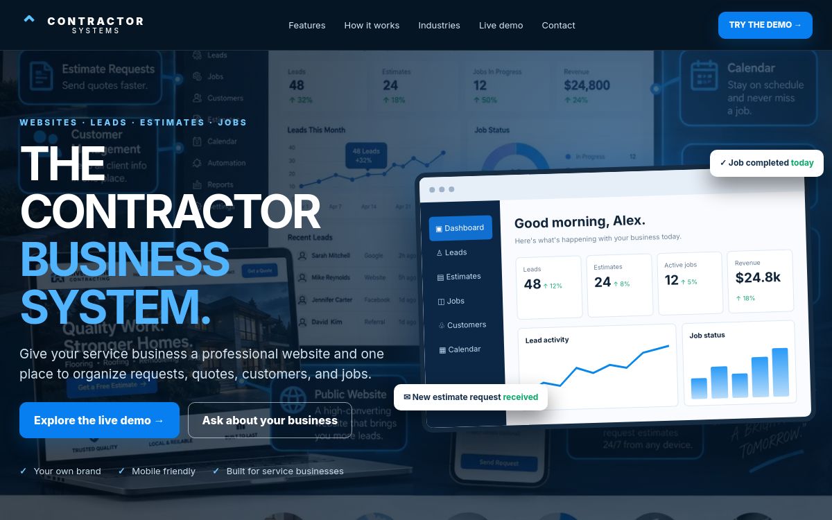 Contractor Systems business dashboard project